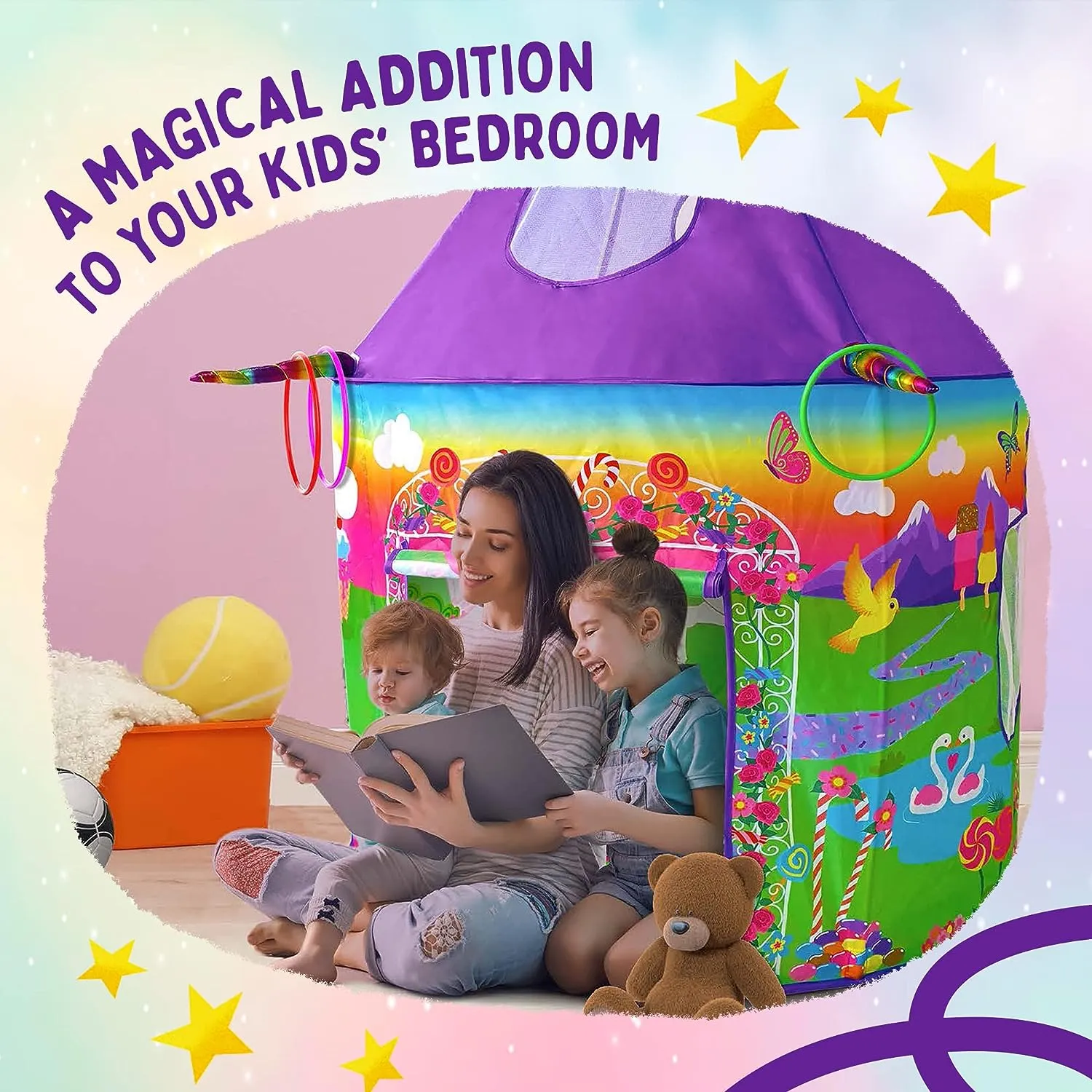 Unicorn Play Tent with Unicorn Ring Toss