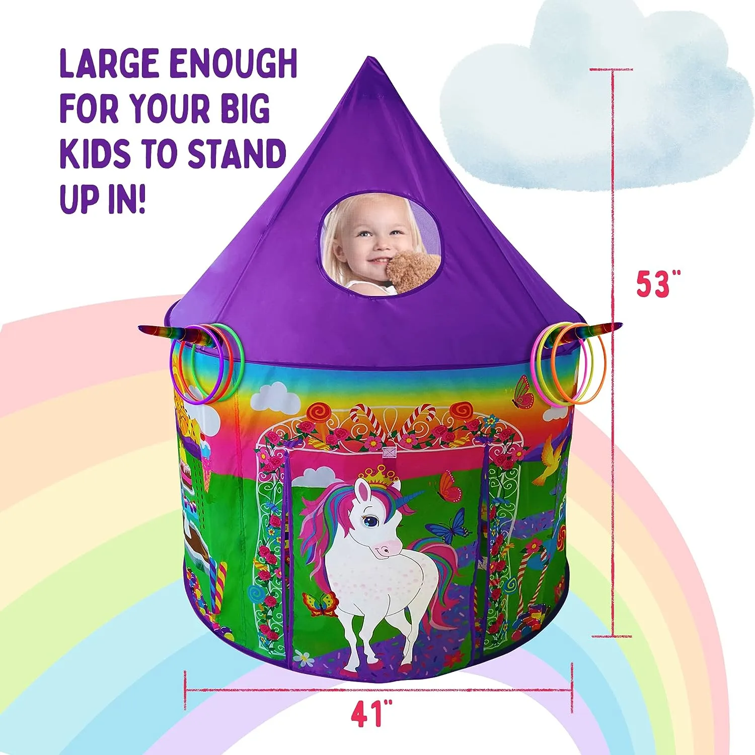 Unicorn Play Tent with Unicorn Ring Toss