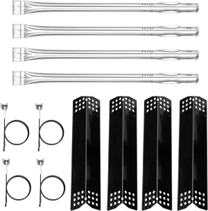Uniflasy Grill Replacement Parts Kit for Expert Grill 720-0789H 4-Burner Propane Gas Grill Porcelain Steel Heat Plate Shield Stainless Steel Pipe Burners 4 Packs