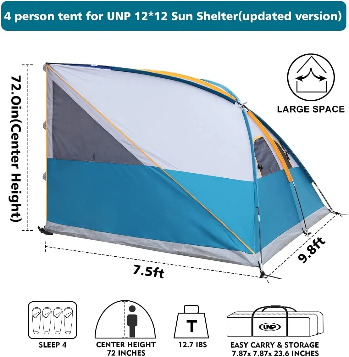 UNP Camping Cube | Pop Up Canopy Side Tent for 10' x 10' Canopies Tent Easy Set Up Gazebo (Canopy/SHELTER NOT Included)