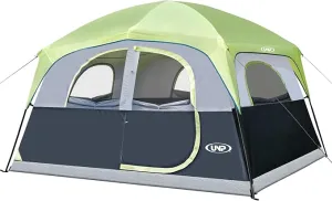 UNP Tents 6 Person Waterproof Windproof Easy Setup,Double Layer Family Camping Tent with 1 Mesh Door & 5 Large Mesh Windows -10'X9'X78in(H)