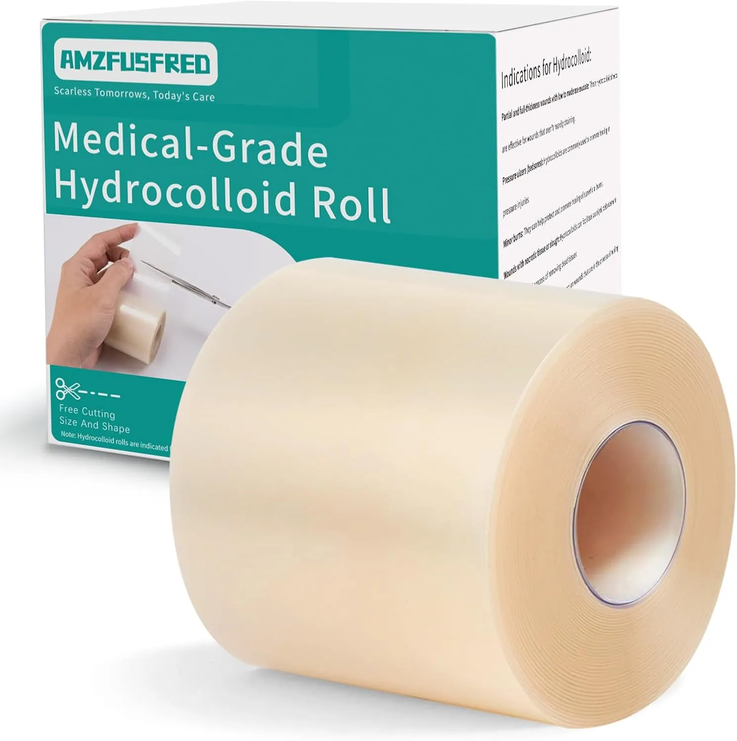 Upadated Hydrocolloid Bandages,2in*12ft Hydrocolloid Roll,Medical-Grade Hydrocolloid Patch Bandages with Self-Adhesive, Ultra Absorbent,Flexible & Waterproof DIY Size & Shape First Aid Kit Essential