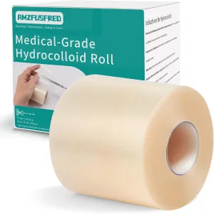 Upadated Hydrocolloid Bandages,2in*12ft Hydrocolloid Roll,Medical-Grade Hydrocolloid Patch Bandages with Self-Adhesive, Ultra Absorbent,Flexible & Waterproof DIY Size & Shape First Aid Kit Essential