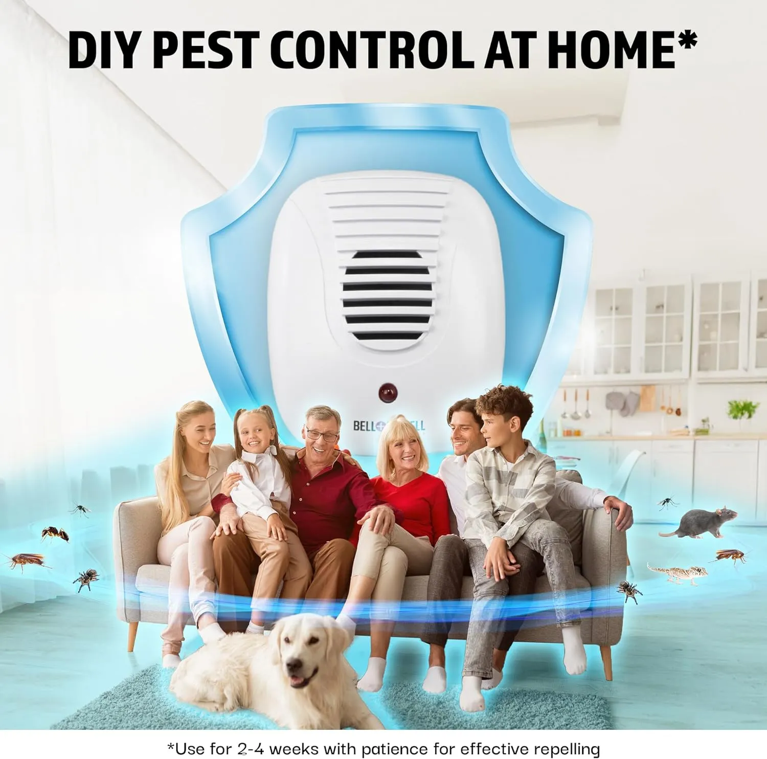 Upgraded 2024 Ultrasonic Pest Repeller Indoor 4 Pk, Mice Repellent Indoor Home Kit, DIY Pest Control at Home, Plug in Spider Repellent Indoor Rodent Repellent, Bug, Insect & More, Family and Pet Safe