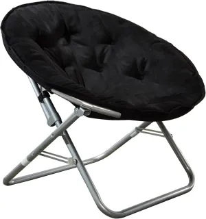 Urban Lifestyle Microsuede Foldable Saucer Chair, Black 27D x 32W x 29.5H in