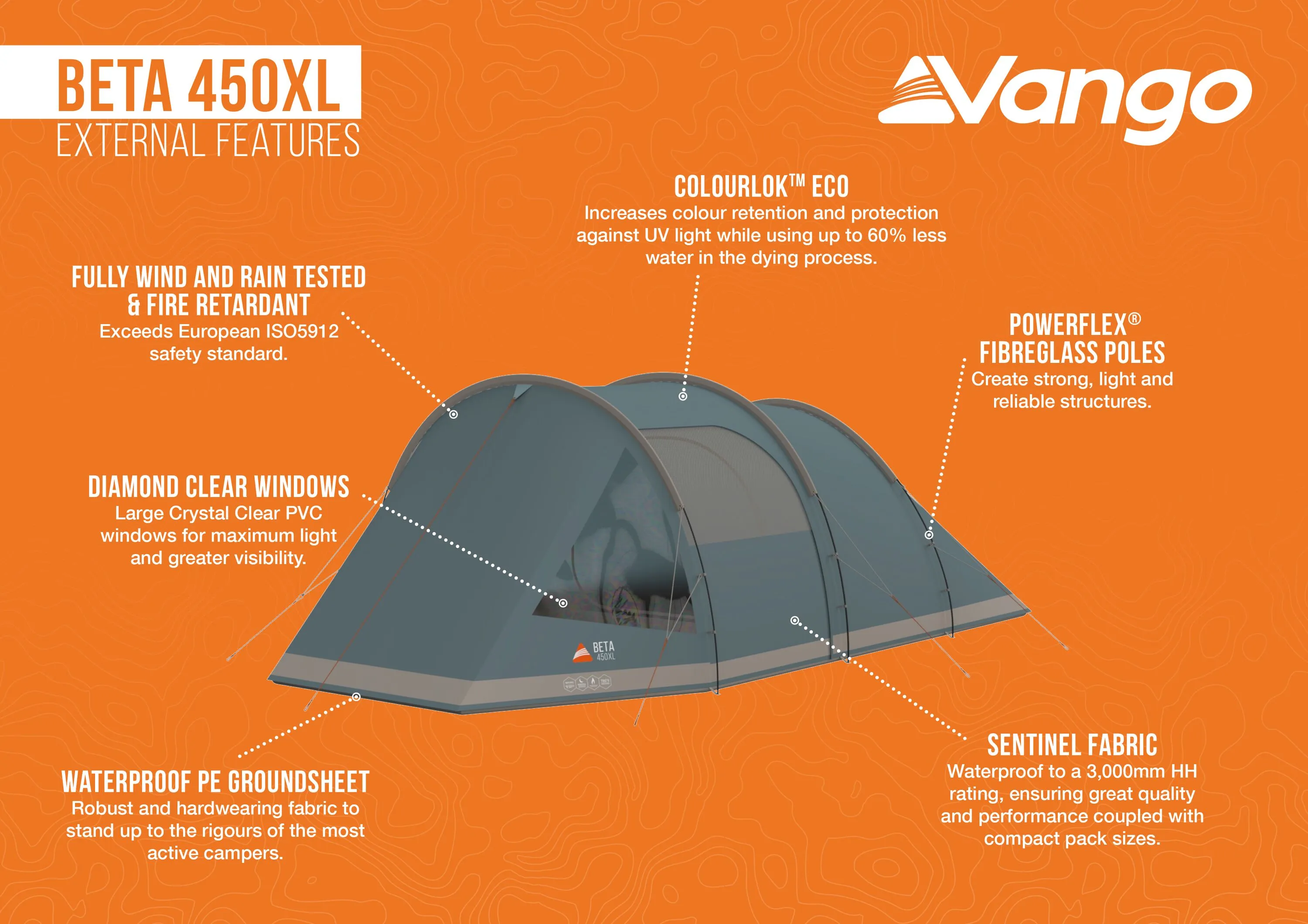 Vango Beta 450XL 4 Person Tent - Deep Blue