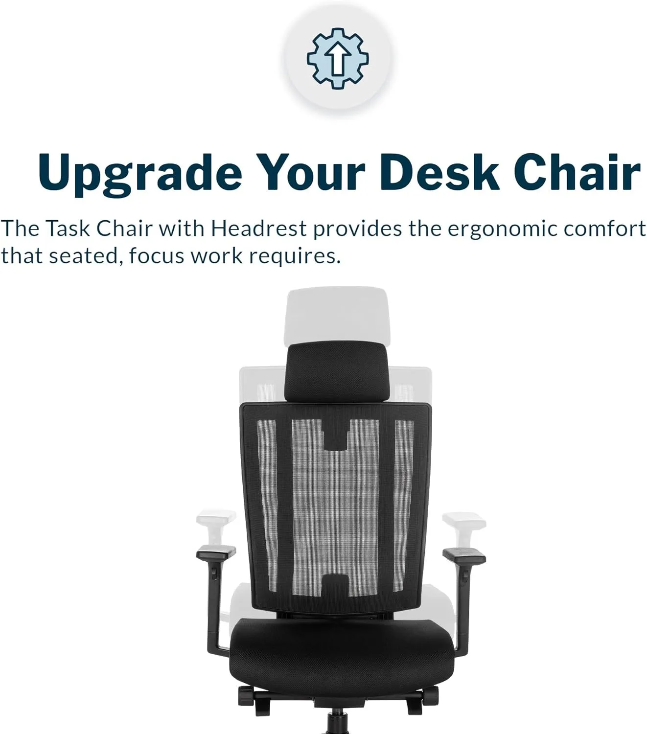 Vari Task Chair with Headrest (VariDesk) - Adjustable Height Ergonomic Office Desk Chair with Armrests & Casters - Breathable Mesh Computer Chair with Lumbar Support - Easy Assembly - Black