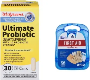 walgreens Ultimate Probiotic(30 Billion per Capsule) 30.0 ea with Free First aid kit