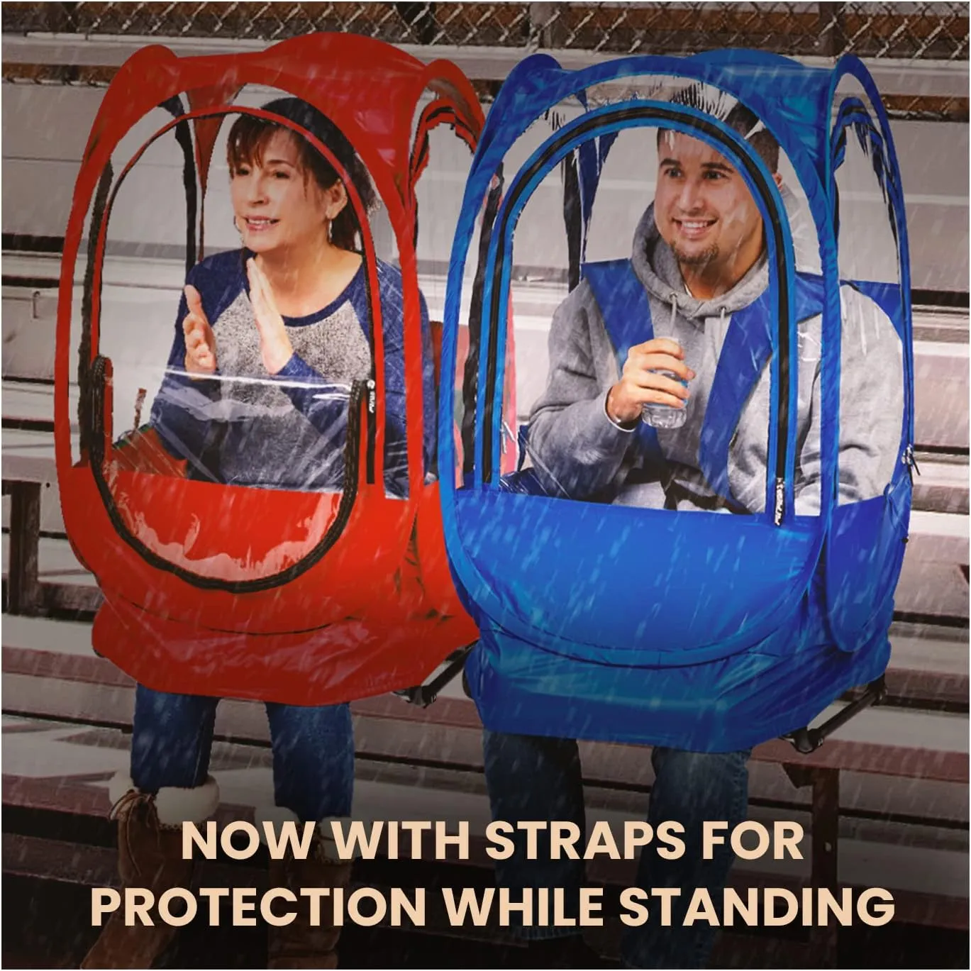 WeatherPod® StadiumPod® The Original Pop-Up Pod - 1 Person Wearable Stadium Pod - Protection from The Wind, Rain, and Cold - Weather Pod for The Bleachers - Personal Tent for Sporting Events