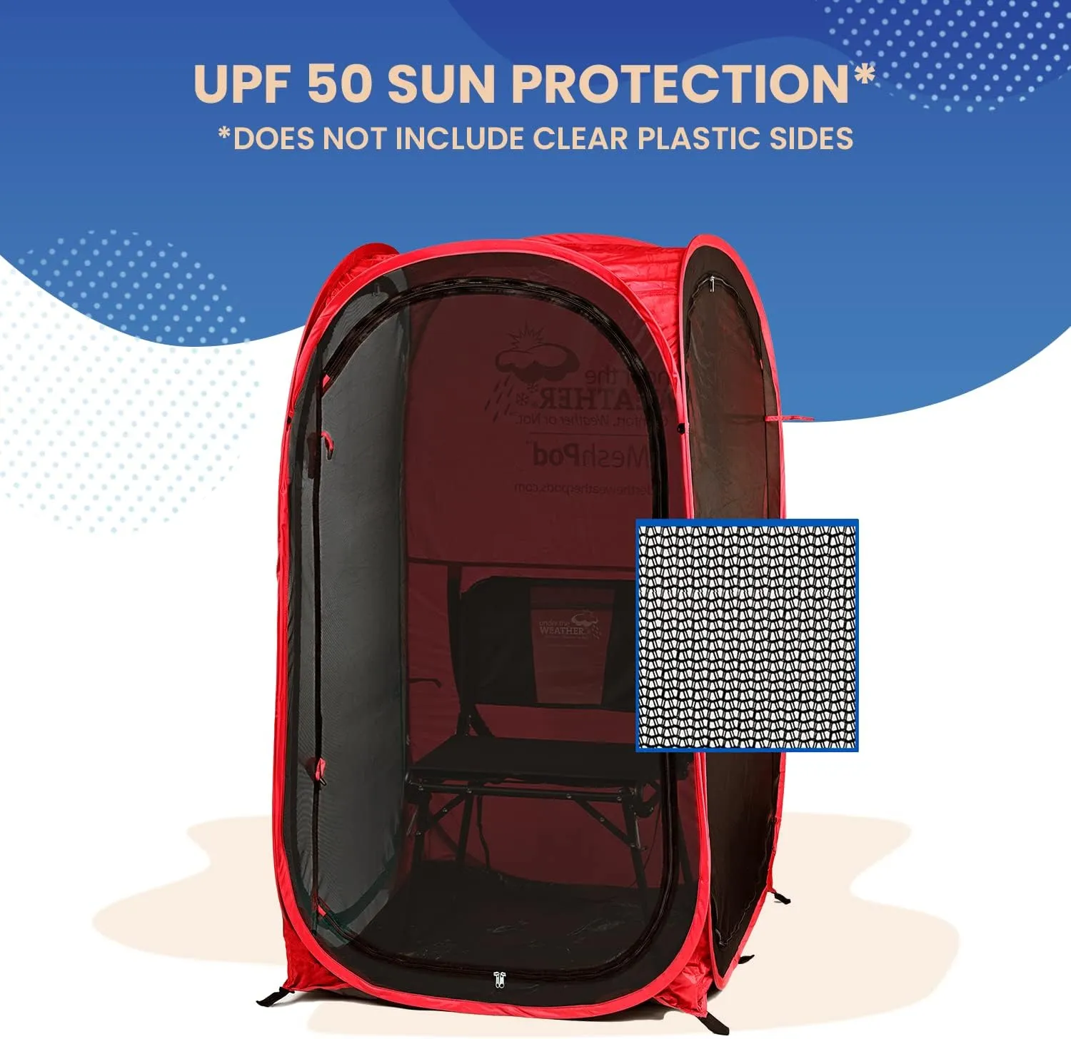 WeatherPod® The Original Shark Tank MyPod™ Mesh 1-2 Person Pop-Up Screen Pod - Keeps Out Bugs, Mosquitos, and Harmful UV Rays - UPF 50 for Maximum Protection from The Sun