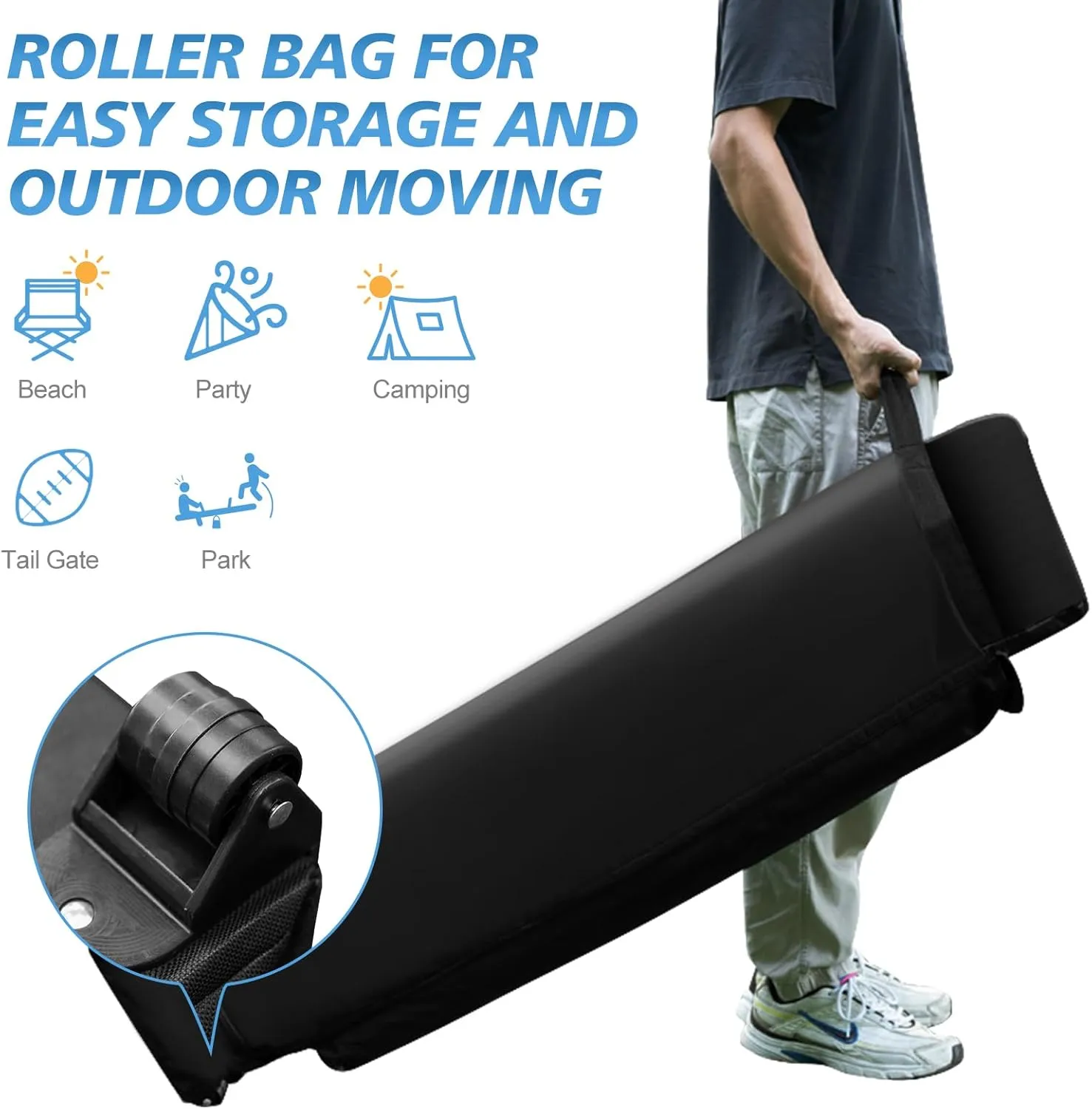 WEIZE Pop up Canopy Tent 10x10ft, 1-Button Push Setup, Instant Portable Shelter, Adjustable Height, Portable Roller Bag, 4 Weight Bags, Guy Ropes & Stakes Included, Black