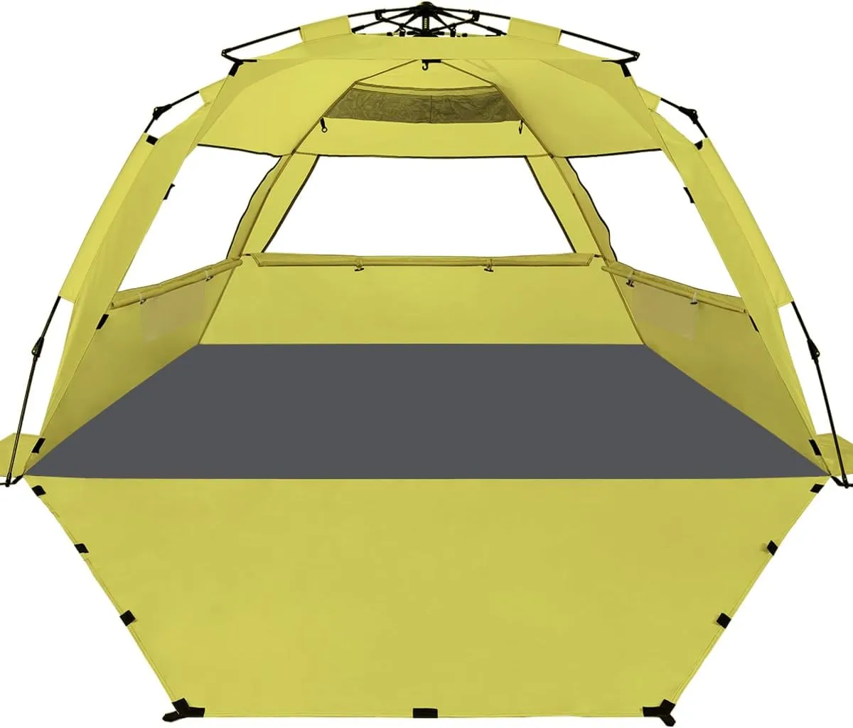 WhiteFang Deluxe Pop Up Beach Tent Sun Shade Shelter for 3-4/5-6 Person, UV Protection, Extendable Floor with 3 Ventilating Windows Plus Carrying Bag, Stakes, and Guy Lines