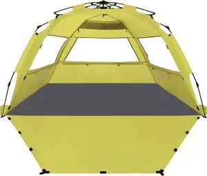 WhiteFang Deluxe Pop Up Beach Tent Sun Shade Shelter for 3-4/5-6 Person, UV Protection, Extendable Floor with 3 Ventilating Windows Plus Carrying Bag, Stakes, and Guy Lines