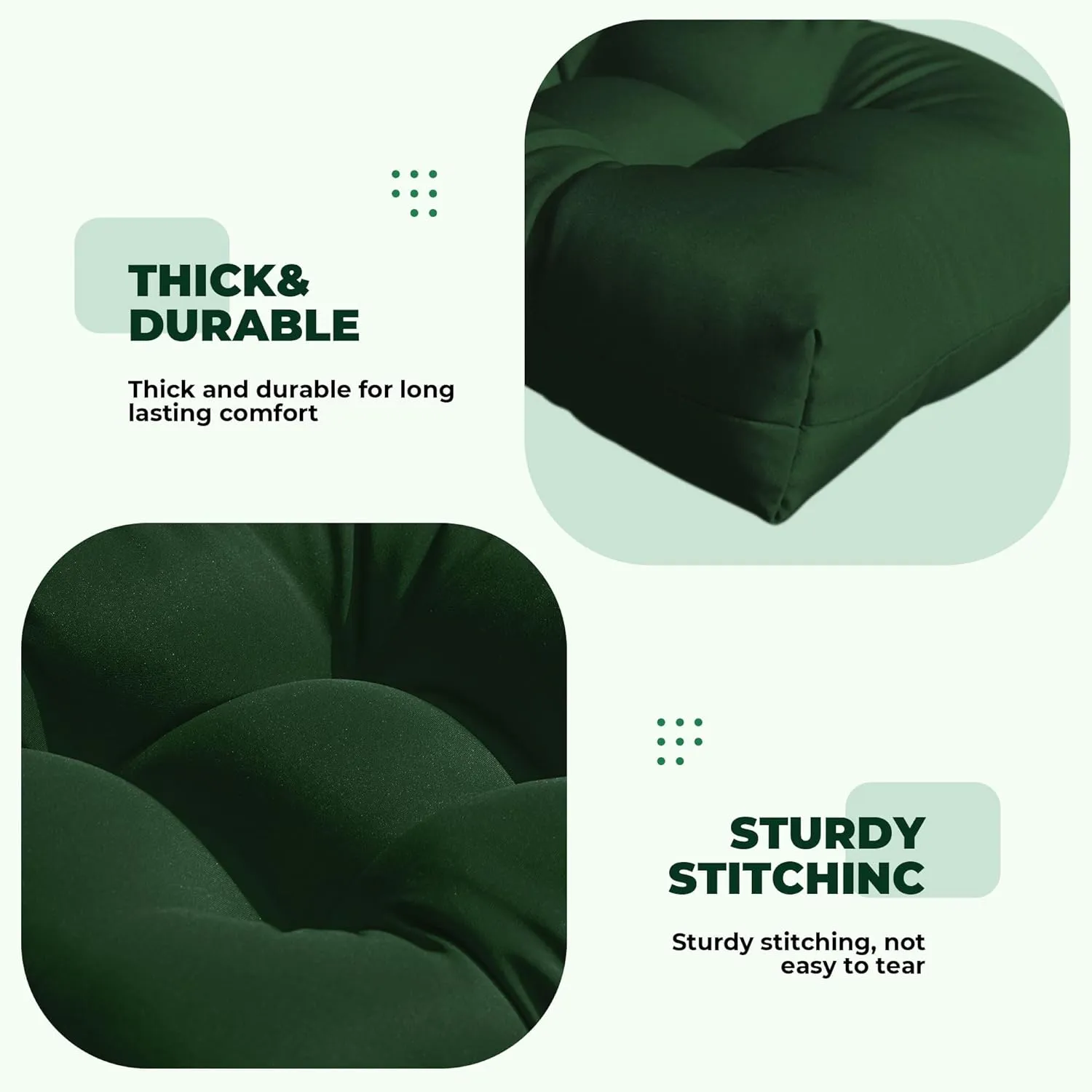 Wicker Chair Cushions, Waterproof Outdoor Loveseat Cushions for Patio Furniture, 3 Pieces Wicker Furniture Cushions, 1 Loveseat and 2 U-Shaped Cushions, Green