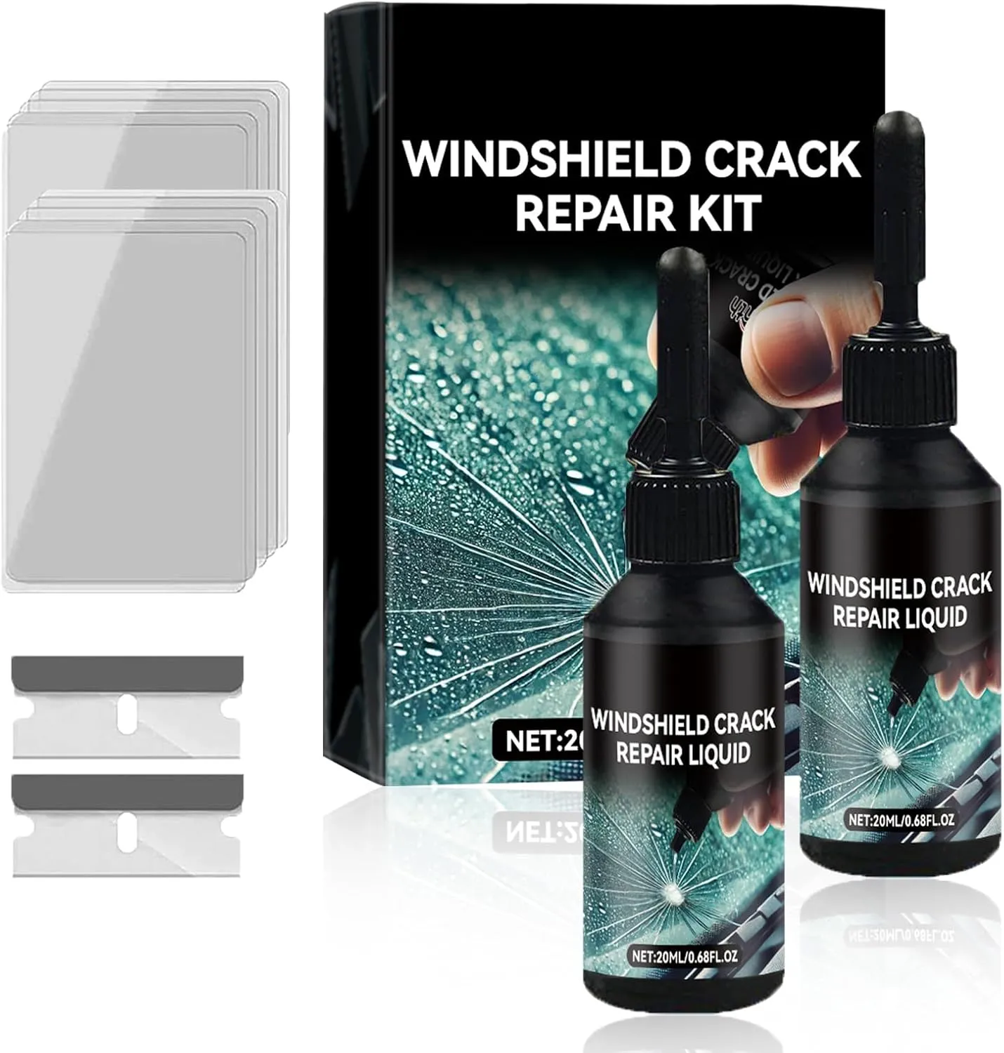 Windshield Repair Kit,Windshield Crack Repair Kit, 2025 Upgrade Windshield Crack Repair Kit, Premium Car Windshield Crack Repair Fluid Automotive Windscreen Tool(2 Set)