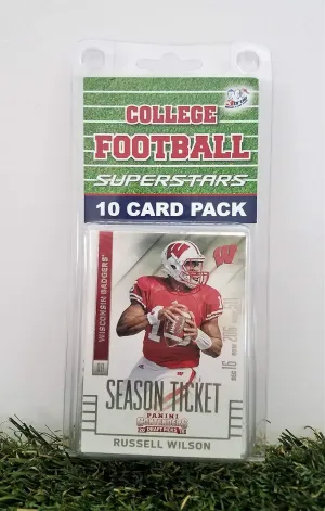 Wisconsin Badgers- (10) Card Pack College Football Different Badger Superstars Starter Kit! Comes in Souvenir Case! Great Mix of Modern & Vintage Players for the Super Badger Fan! By 3bros