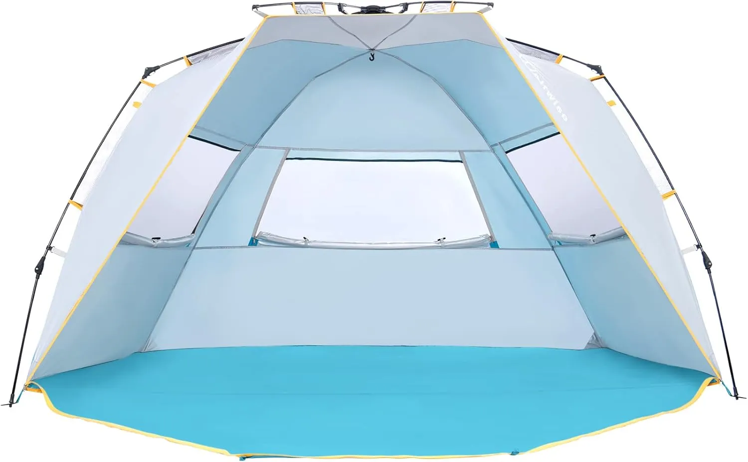 WolfWise 4-5 Person Easy Up Beach Tent UPF 50  Portable Instant Sun Shelter Canopy Umbrella with Extended Zippered Porch, Blue