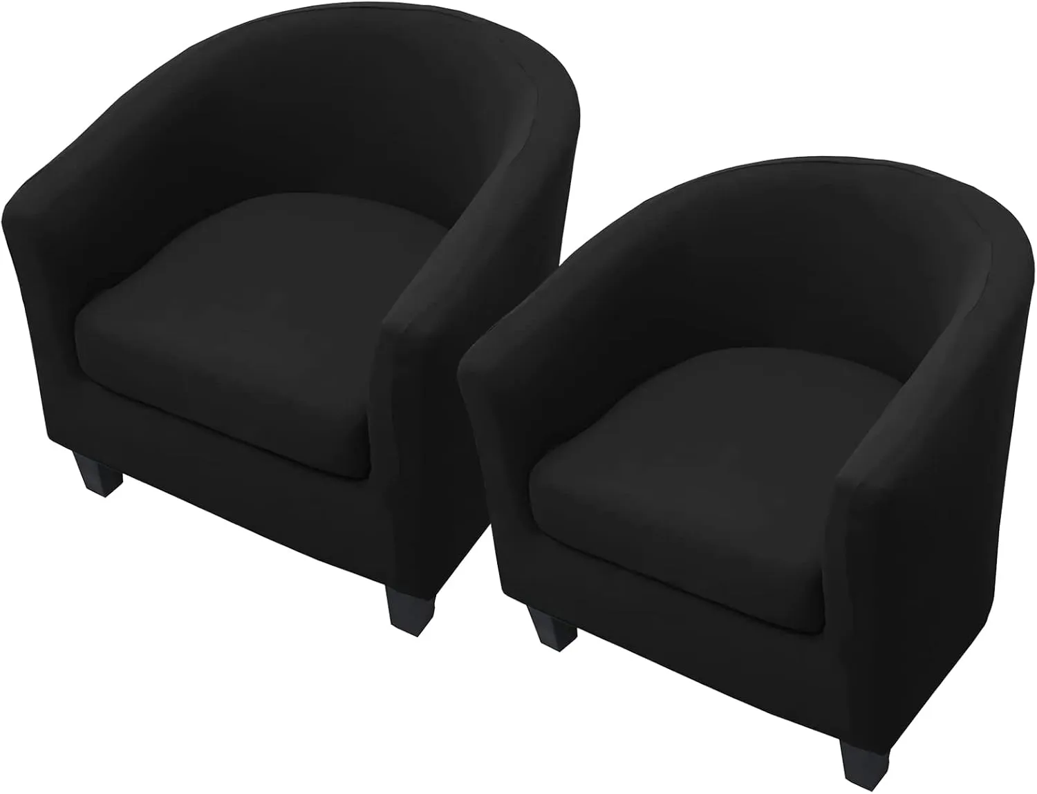 WOMACO 2 Pieces Club Chair Slipcover Printed Stretch Armchair Tub Round Barrel Swivel Chair Covers withc Cushion Cover Elastic Bottom Sofa Furniture Protector for Tullsta (2, Black)
