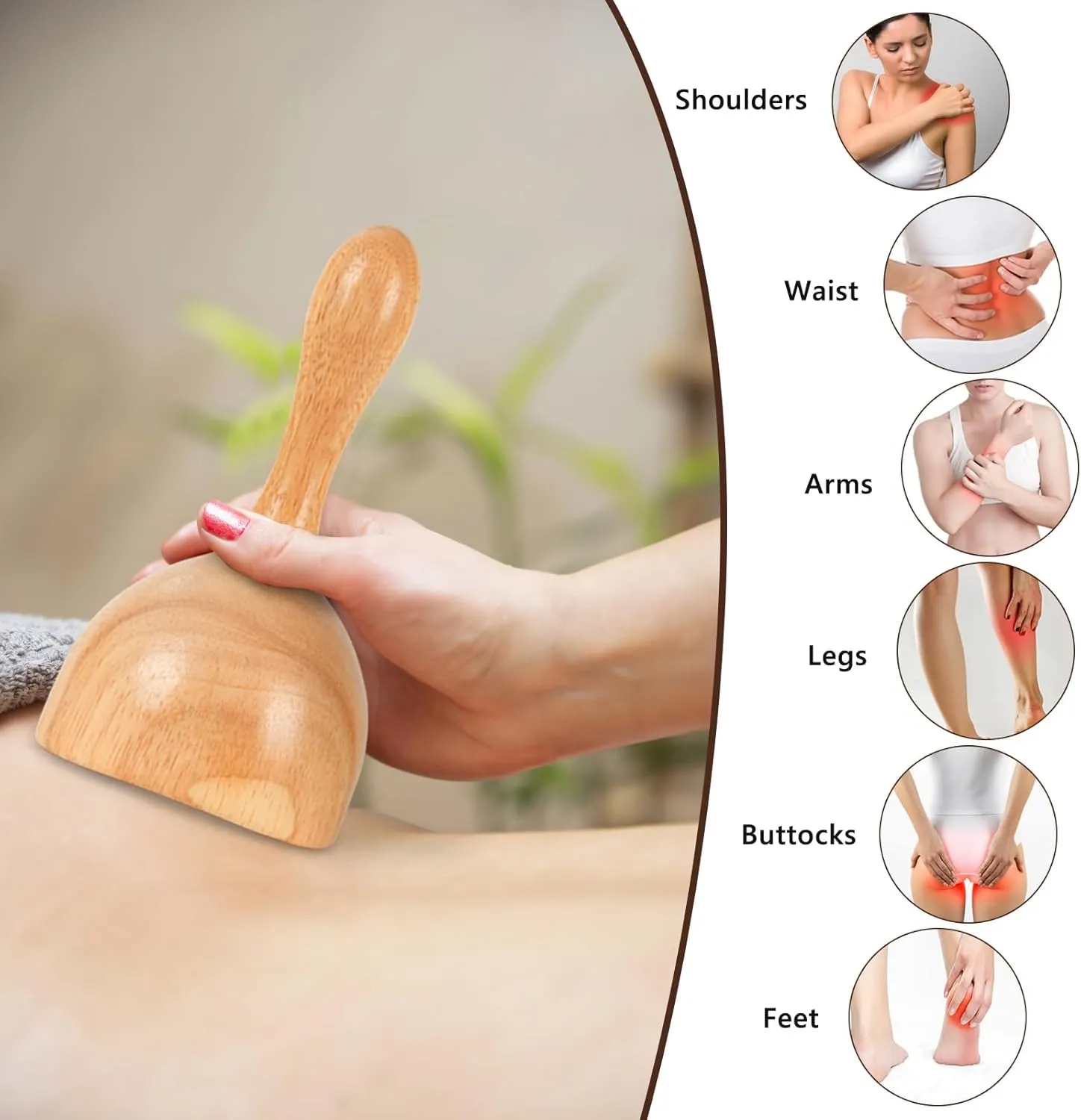 Wood Therapy Massage Tools 7-in-1, Wooden Lymphatic Drainage Massager Body Cellulite Massage Tool, Maderoterapia Kit Cellulite Massager for Body Sculpting,Contouring,Relief Muscle