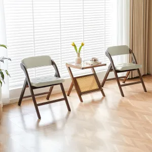 Wooden Folding Chairs Set of 2, Folding Chairs with Padded Seats, 31" Stackable Folding Dining Chairs, Folding Extra Chair for Banquet Room, Bedroom, Party Chairs, Walnut Khaki