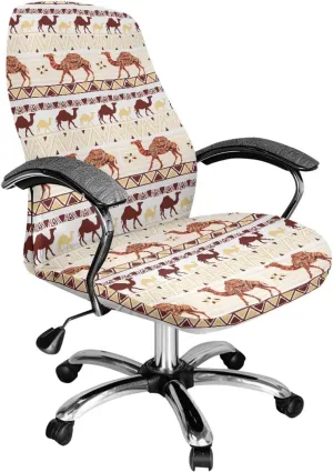 Xoenoiee Aztec Tribe Camel Pattern Office Chair Covers Computer Universal Stretchable Chair Covers Desk Chair Armrest Covers High Back Slipcovers for Rotating Chairs, Large