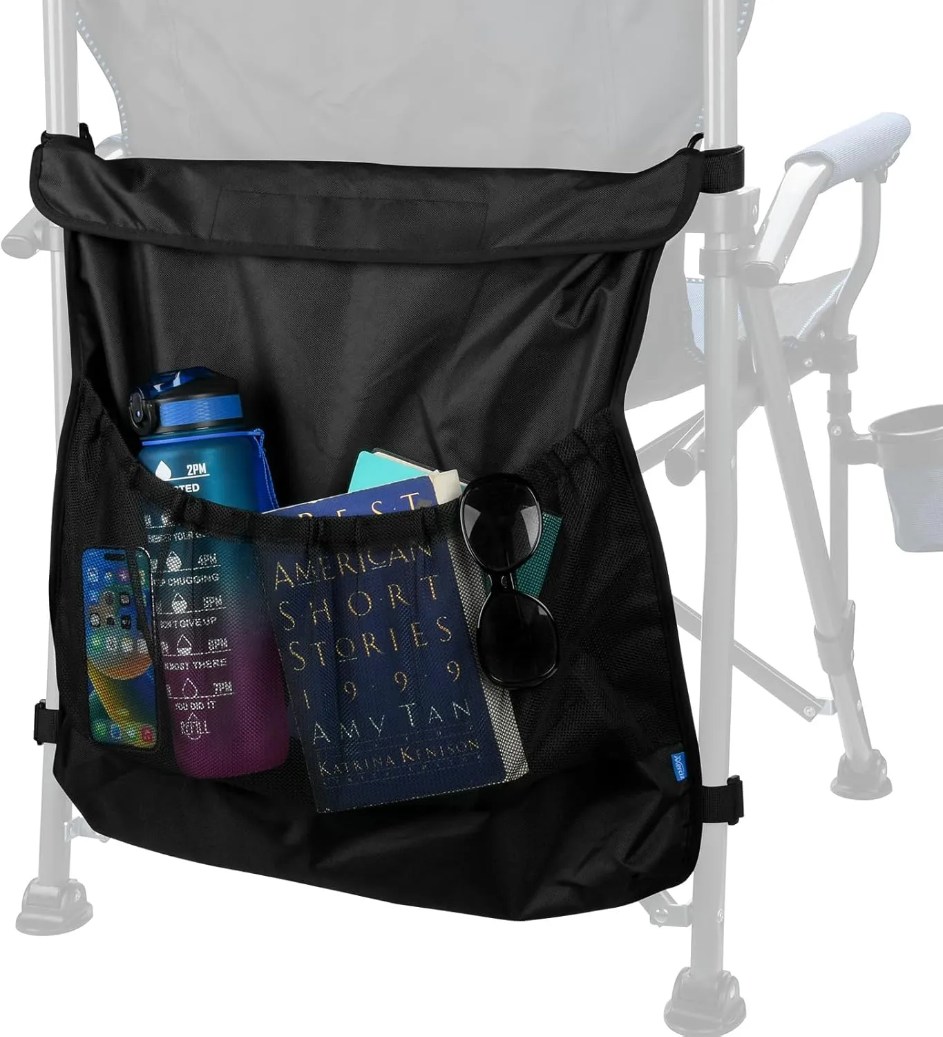 Xxerciz Wheelchair Storage Bag Walker Backpack Portable Folding Chair Hanging Bag with Mesh Pocket, Lightweight Nylon Basket on Back of Wheel Chair Camping Chair