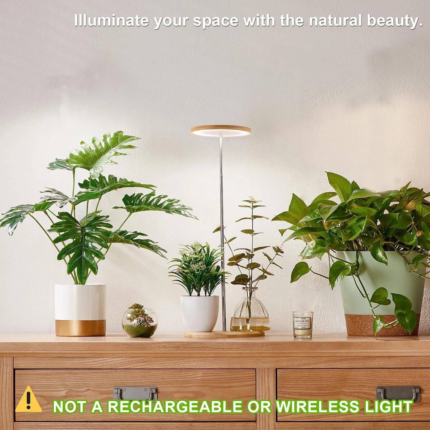 yadoker Plant Grow Light for Indoor Plant,Bamboo Mini LED Grow Light Garden,Height Adjustable,Automatic Timer with 8/12/16 Hours
