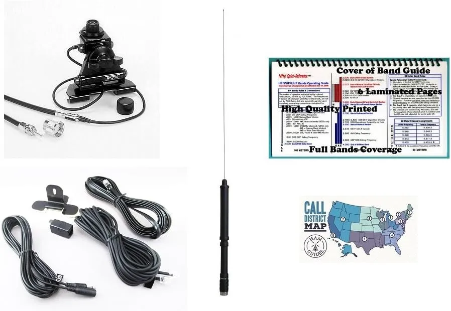 Yaesu FT-891 Accessory Bundle - 5 Items - Includes Yaesu ATAS-120A Mobile Antenna, Comet Lip Mount with Coax, YSK-891 Seperation Kit, Nifty! Bandplan and Ham Guides TM Quick Reference Card