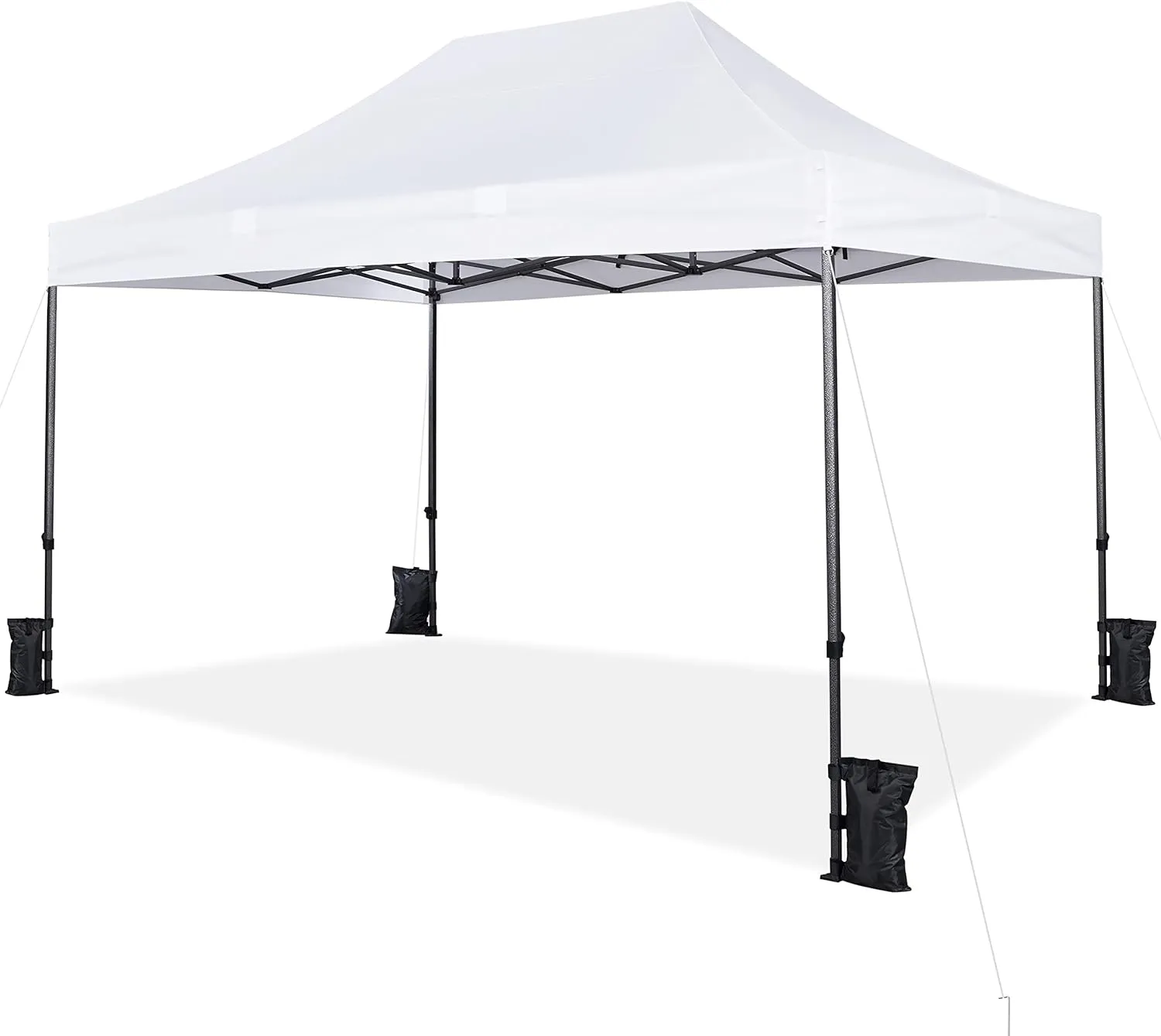 Yaheetech Heavy Duty Pop Up Canopy Tent, 10x15 Commercial Instant Shelter Tent, Outdoor Adjustable Canopy with Wheeled Bag, 4 Sandbags & 8 Stakes, White