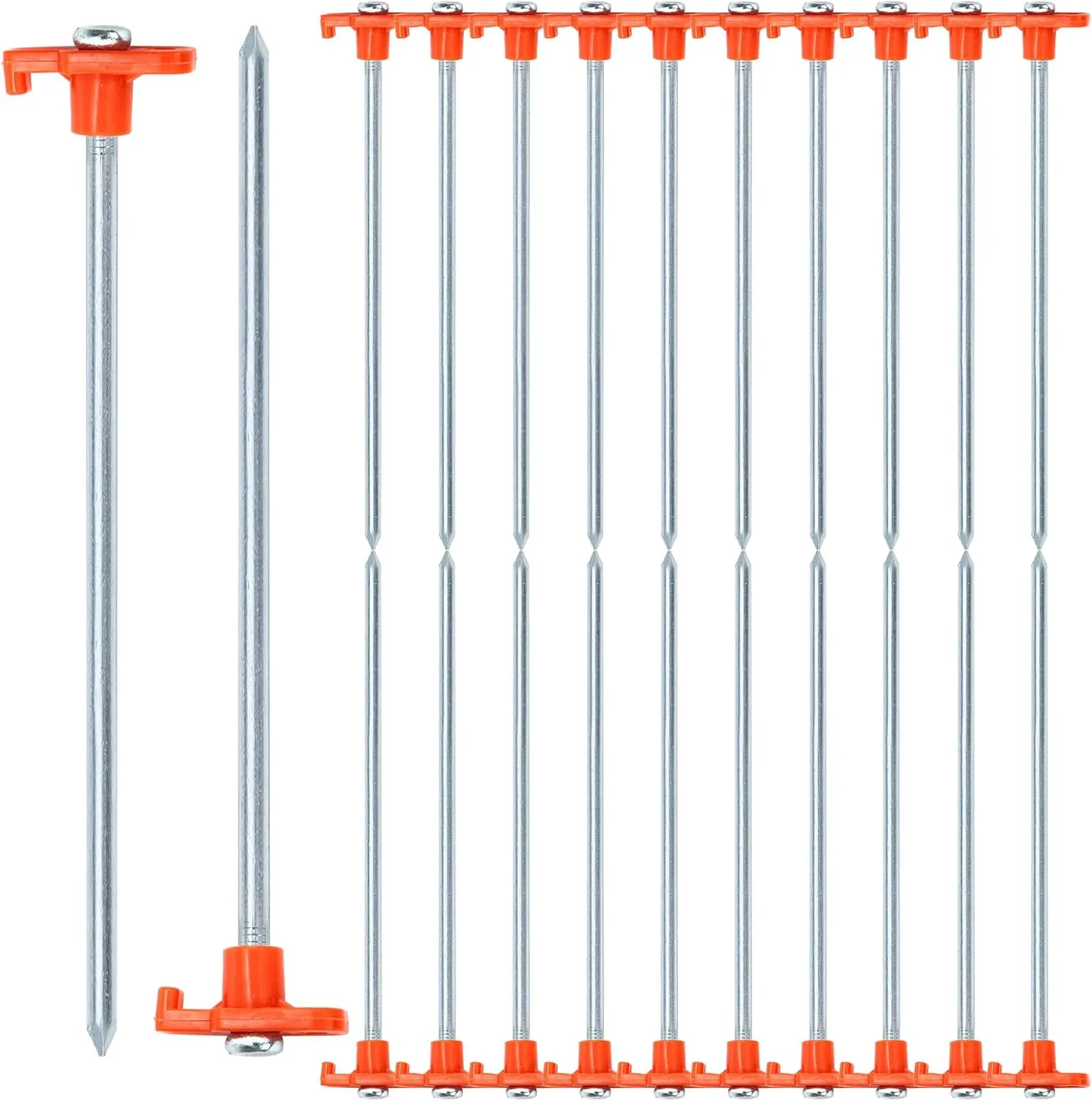 Yesland 20 Pack Tent Stake Heavy Duty, 10 Inch Non-Rust Metal Tent Pegs Ground Yard Stake Tent Spikes for Camping Patio, Garden, Canopies, Grassland, Outdoor, Hiking, Orange