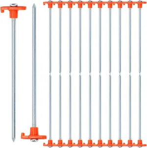 Yesland 20 Pack Tent Stake Heavy Duty, 10 Inch Non-Rust Metal Tent Pegs Ground Yard Stake Tent Spikes for Camping Patio, Garden, Canopies, Grassland, Outdoor, Hiking, Orange
