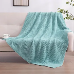 YIRUIO Microfiber Waffle Throw Blanket Weave Knit Super Soft Ultra Cozy Fuzzy Fluffy Warm for Living Room Bedroom Bedding Farmhouse (Sage Green, 51'' x 63'')