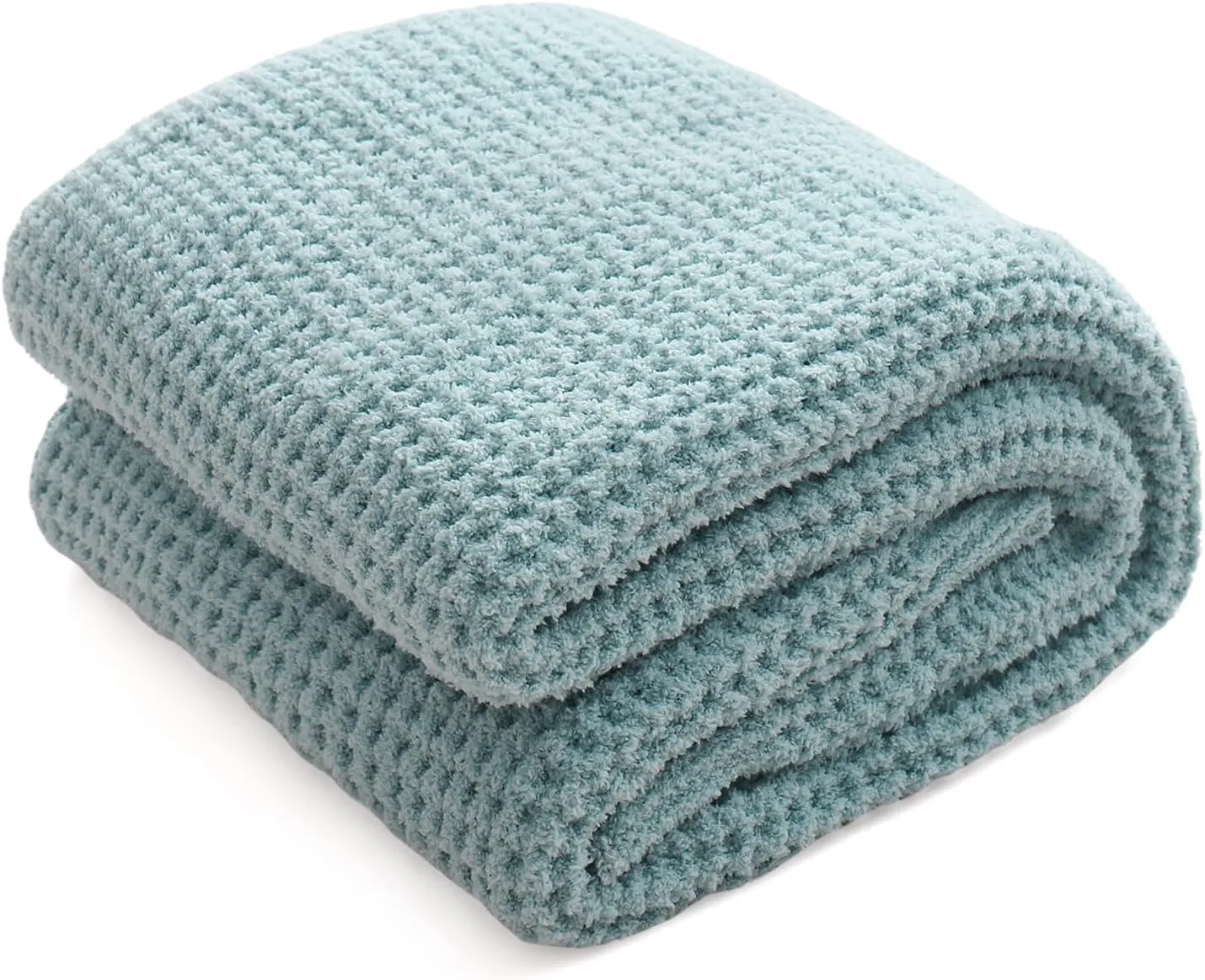 YIRUIO Microfiber Waffle Throw Blanket Weave Knit Super Soft Ultra Cozy Fuzzy Fluffy Warm for Living Room Bedroom Bedding Farmhouse (Sage Green, 51'' x 63'')