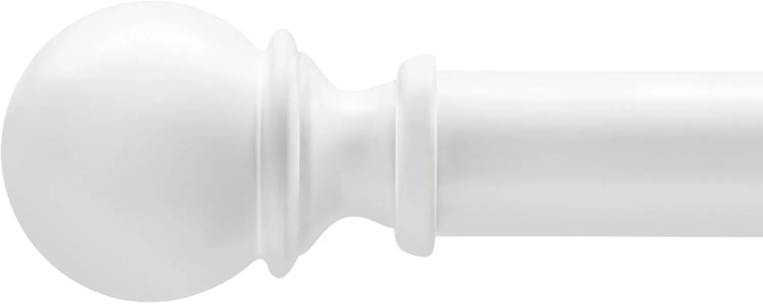 Zeerobee Curtain Rods for Windows 66 to 120, Adjustable Heavy Duty Wrap Around 1 Inch Curtain Rod, Outdoor Indoor Room Divider Modern Drapery Pole, White, 32-120"