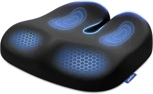 ZIKEE Ergonomic Seat Cushion with Thigh Relief Slope, High-Density Memory Foam Office Chair Cushions with U-Shaped Back for Tailbone, Sciatica Pain Relief, Suitable for Car Seat, Airplane, Bleacher