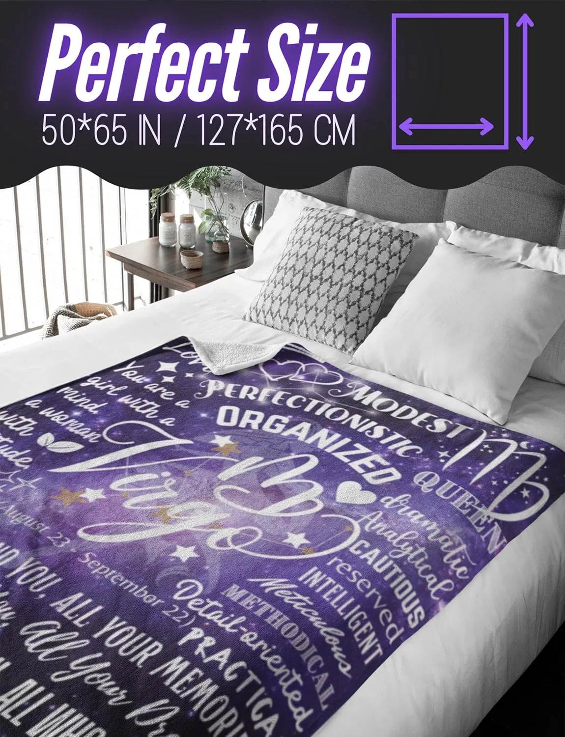 Zodiac Constellation Gifts for Women, Zodiac Sign Birthday Gift with Message Flannel Blanket Throws (50"x 65") - Virgo